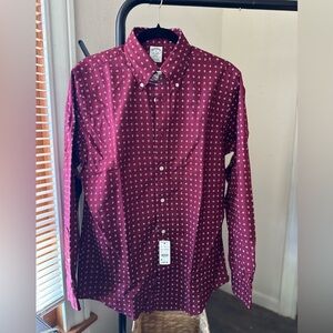 $120 NEW WITH TAGS Brooks Brothers Regent Button Down Medium Paisley Burgundy